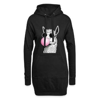 Lama bubble avec lunettes de soleil humour - Sweat-shirt à capuche long Femme - noir - Devant