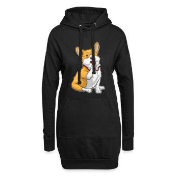Corgi Sifflet d’arbitre - Sweat-shirt à capuche long Femme - noir - Devant