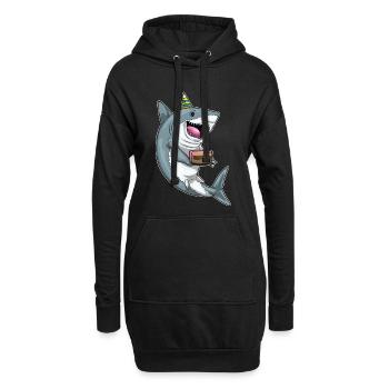 Gâteau d’anniversaire requin - Sweat-shirt à capuche long Femme - noir - Devant
