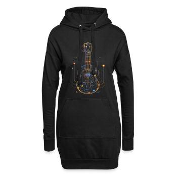 Dessin de ukulélé - Sweat-shirt à capuche long Femme - noir - Devant