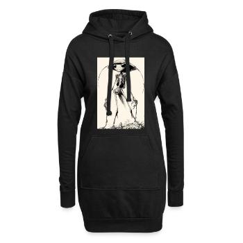 Skelettalien mit Hut – düster charmant - Hoodie-Kleid - Schwarz - Vorne