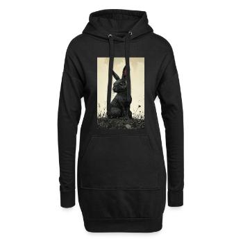 Nachtkaninchen im Nebel - Hoodie-Kleid - Schwarz - Vorne