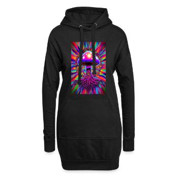 Psychedelischer Pilz - Hoodie-Kleid - Schwarz - Vorne