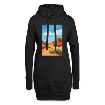 Poster Illustration Paysage de Désert - Sweat-shirt à capuche long Femme - noir - Devant