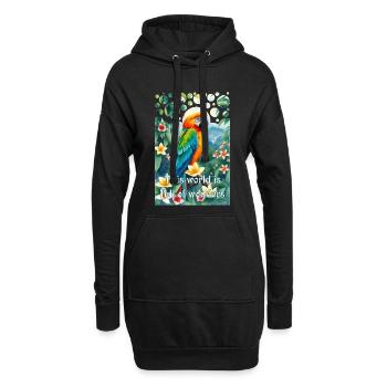 Perroquet dans la jungle Le monde regorge de merveilles - Sweat-shirt à capuche long Femme - noir - Devant