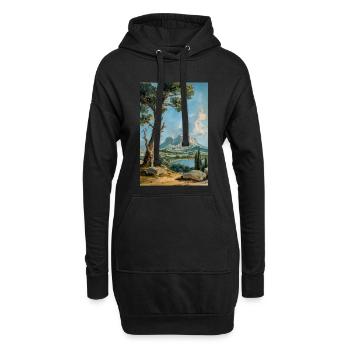 Natur Landschaft Illustration Poster - Hoodie-Kleid - Schwarz - Vorne