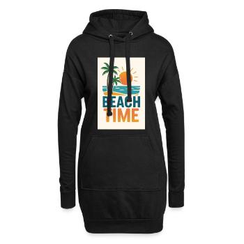 Beach Time - Palmen - Hoodie-Kleid - Schwarz - Vorne
