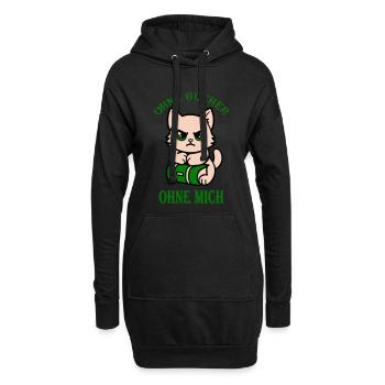 Katzen Motiv mit klarer Meinung zu Büchern - Hoodie-Kleid - Schwarz - Vorne