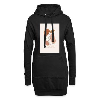 Minimalistisches Porträt mit empowerndem Blatt und Botschaft - Hoodie-Kleid - Schwarz - Vorne