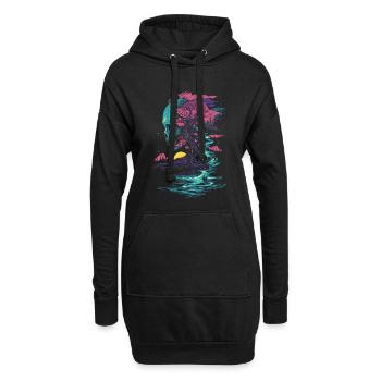Mystische Baumskull-Silhouette fantasy gothic - Hoodie-Kleid - Schwarz - Vorne