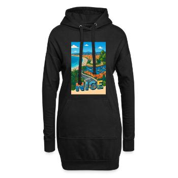  Nice Vue emblématique avec statue et mer - Sweat-shirt à capuche long Femme - noir - Devant