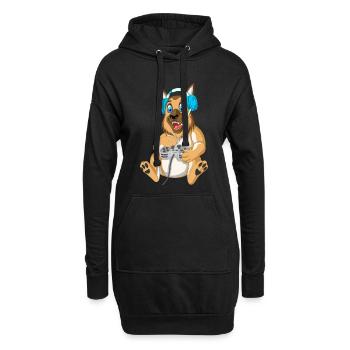 Deutscher Schäferhund Gamer - Hoodie-Kleid - Schwarz - Vorne