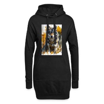 Illustration eines Wolfes - Hoodie-Kleid - Schwarz - Vorne