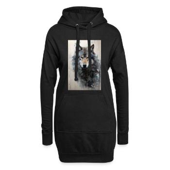 Illustration eines Wolfes - Hoodie-Kleid - Schwarz - Vorne