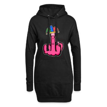 Mittelfinger Stingerfinger Karneval - Hoodie-Kleid - Schwarz - Vorne