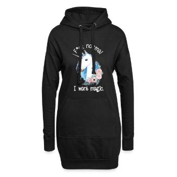 Fuck Normal I Want Magic – Einhorn Aquarell - Hoodie-Kleid - Schwarz - Vorne