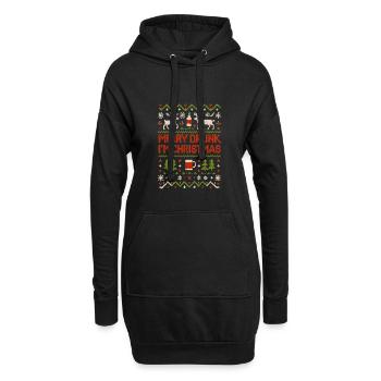 Ugly Christmas Merry Drunk My Christmas - Hoodie-Kleid - Schwarz - Vorne