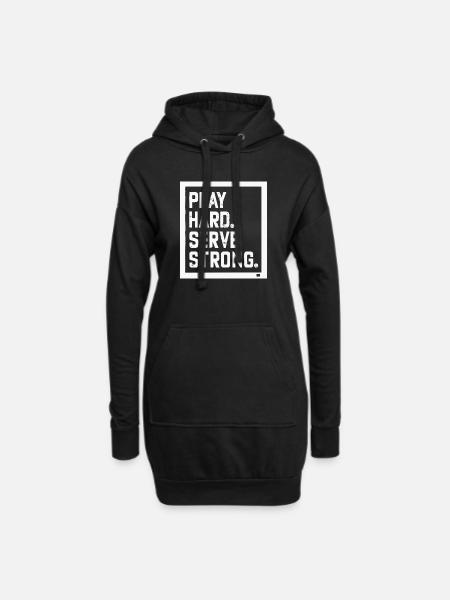Spiel hart Aufschlag stark - Hoodie-Kleid - Schwarz