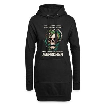 Du stehst gut gelaunt auf fühlst dich wohl - Hoodie-Kleid - Schwarz - Vorne