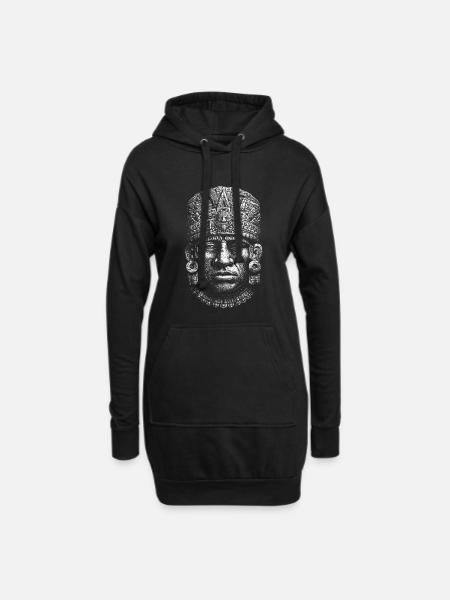 Viracocha Face – Mystical Andean Gods Motif - Hoodie Dress - black