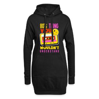 Retour rétro au design vintage des années 80 - Sweat-shirt à capuche long Femme - noir - Devant