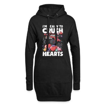 Retro Herz Valentinstag Design Liebe - Hoodie-Kleid - Schwarz - Vorne