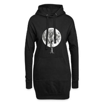 Mondnächteule auf kahler Baumkrone - Hoodie-Kleid - Schwarz - Vorne