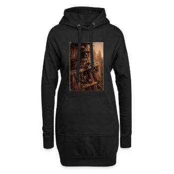 Abendansitz - Deutsch Langhaar - Hoodie-Kleid - Schwarz - Vorne