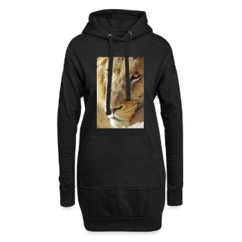 Löwentraum Porträt in Sonnenlicht - Hoodie-Kleid - Schwarz - Vorne