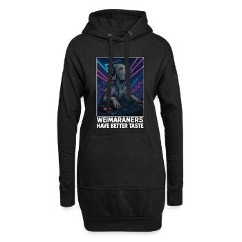 Weimaraner DJ: Elegant im Club mit Kopfhörer - Hoodie-Kleid - Schwarz - Vorne