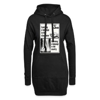 Apprendre une langue dans le pays - Sweat-shirt à capuche long Femme - noir - Devant
