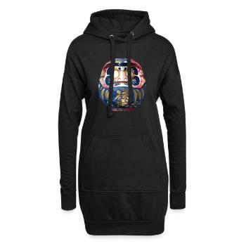 Bunter Daruma mit Blumenmuster Origami Daruma - Hoodie-Kleid - Schwarz - Vorne