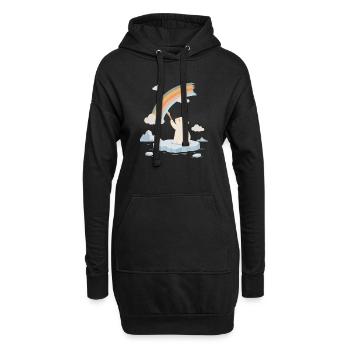 L’ours polaire peint un arc-en-ciel - Sweat-shirt à capuche long Femme - noir - Devant