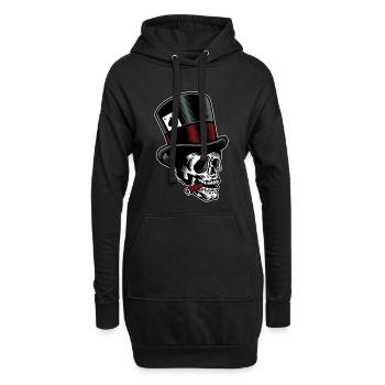 Totenkopf mit Zylinder - Hoodie-Kleid - Schwarz - Vorne