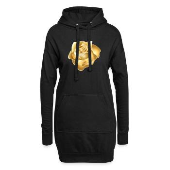 Goldene Rose - Hoodie-Kleid - Schwarz - Vorne