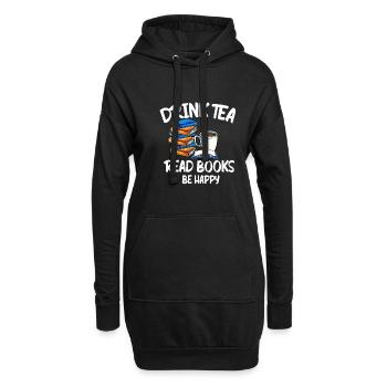 Drink Tea Bücher Tee Lesen Buch Bücherwurm Roman - Hoodie-Kleid - Schwarz - Vorne