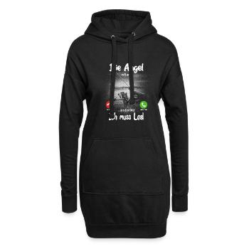 Die Angel ruft an... Aus dem Weg, ich muss los! - Hoodie-Kleid - Schwarz - Vorne