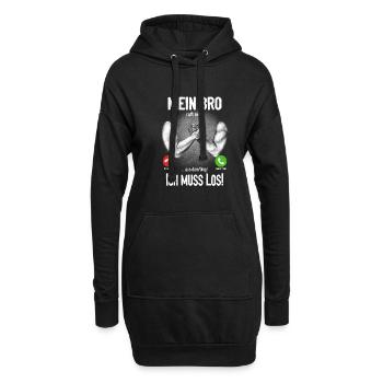 Mein Bro ruft an... aus dem Weg, ich muss los! - Hoodie-Kleid - Schwarz - Vorne