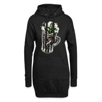 Reitender Leprechaun (Irischer Kobold) - Hoodie-Kleid - Schwarz - Vorne