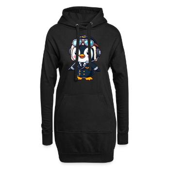 Drôle pingouin pilote licence de vol dessin animé d’avion - Sweat-shirt à capuche long Femme - noir - Devant