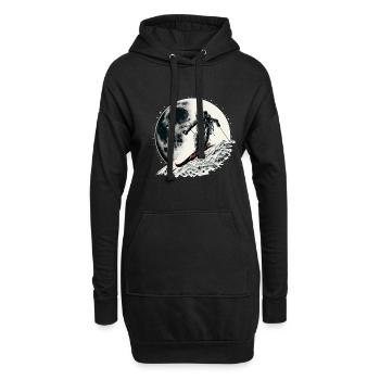 Ski Astronomisch - Skifahrer auf dem Mond - Hoodie-Kleid - Schwarz - Vorne