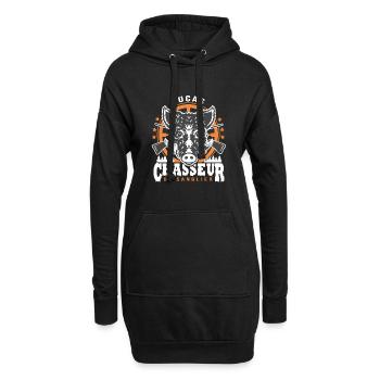 Lucas chasseur de sanglier Humour Chasse - Sweat-shirt à capuche long Femme - noir - Devant