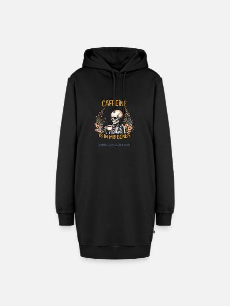 Koffein steckt mir in den Knochen - Hoodie-Kleid - Schwarz