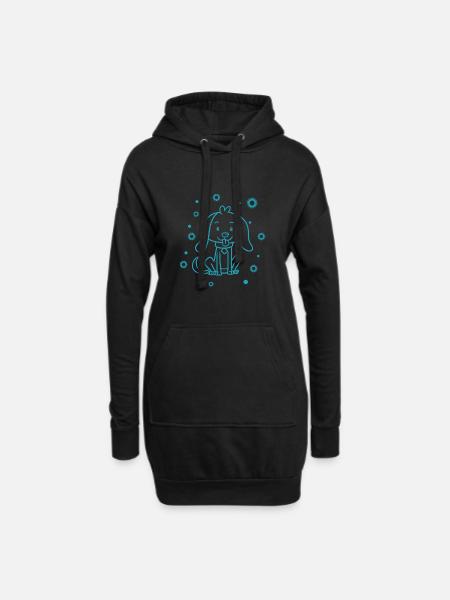 kleiner schmusiger Hund - Hoodie-Kleid - Schwarz