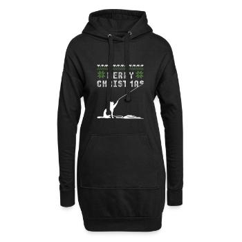 Joyeux noël chat laid pull - Sweat-shirt à capuche long Femme - noir - Devant