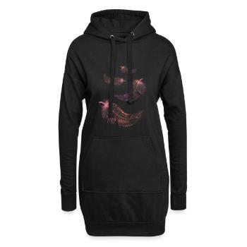 Federn in rosa und lila Farben - Hoodie-Kleid - Schwarz - Vorne