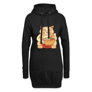 Sumo Cat EatsOuilles Rakmen - Sweat-shirt à capuche long Femme - noir - Devant