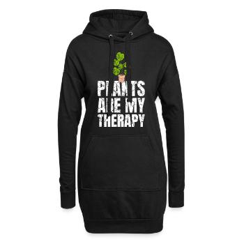 Les plantes sont ma thérapie Jardinage - Sweat-shirt à capuche long Femme - noir - Devant