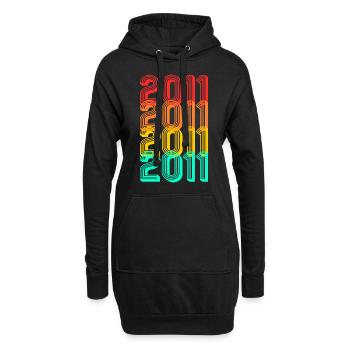 2011 né Né 2011 Cadeau Anniversaire - Sweat-shirt à capuche long Femme - noir - Devant