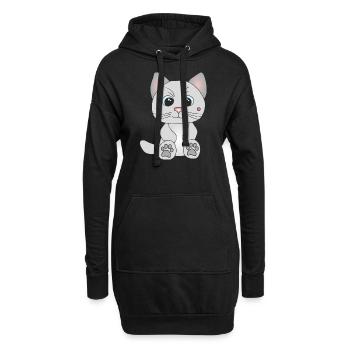 Süße graue Katze - Hoodie-Kleid - Schwarz - Vorne